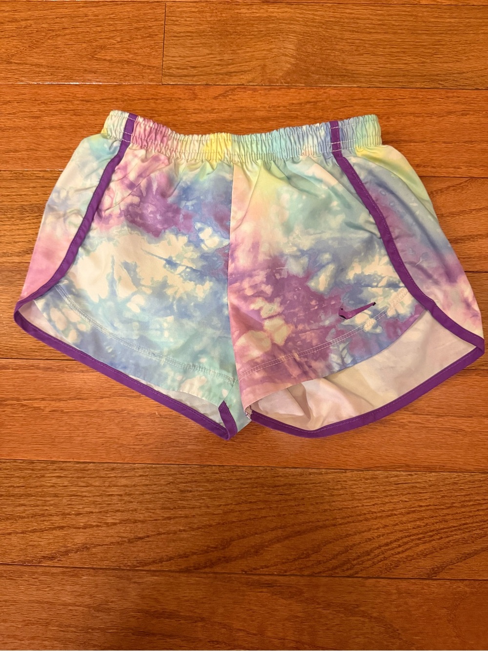 Nike Kids Tie-Dye Pastel Shorts with Purple Trim